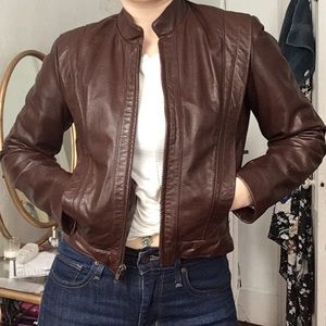 Vintage Leather Bomber Jacket